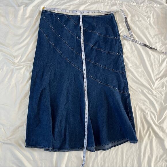 Y2K Plus Size Denim Rhinestone Detail Maxi Skirt Women’s Size XXL Western Rodeo - Picture 7 of 7